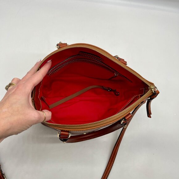 Dooney & Bourke Brown Pebbled Grain Leather Charli Covertible Satchel Bag - Picture 10 of 11